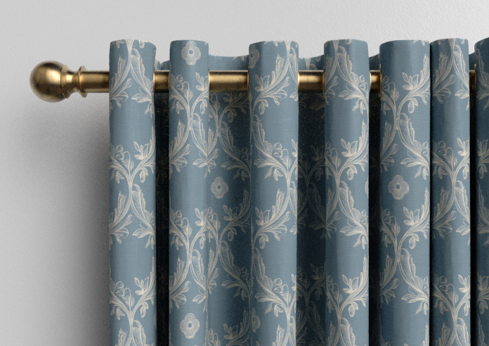Trellis Prints, Vine and Bloom Raffs Blue - Made to Measure Curtains - Image 12